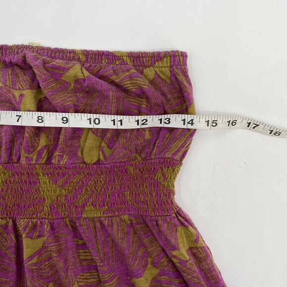 Old Navy Womens Leaf Prints Ruched Waist Strapless Top Pink Brown Size M - Picture 8 of 9